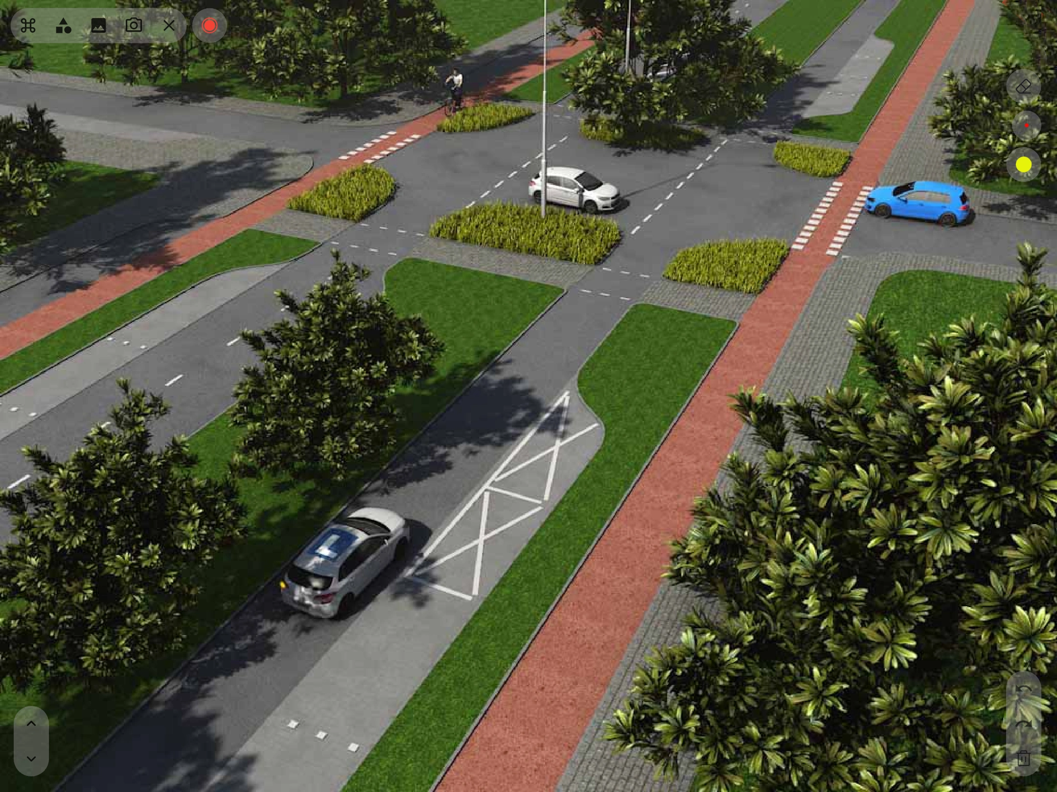 3D-foto van een kruispunt met verkeerslichten voor het digitale whiteboard